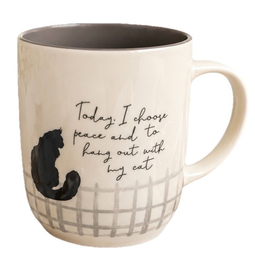 Inspirational CAT Lover Coffee Mug, Today I choose peace... hang out with my cat